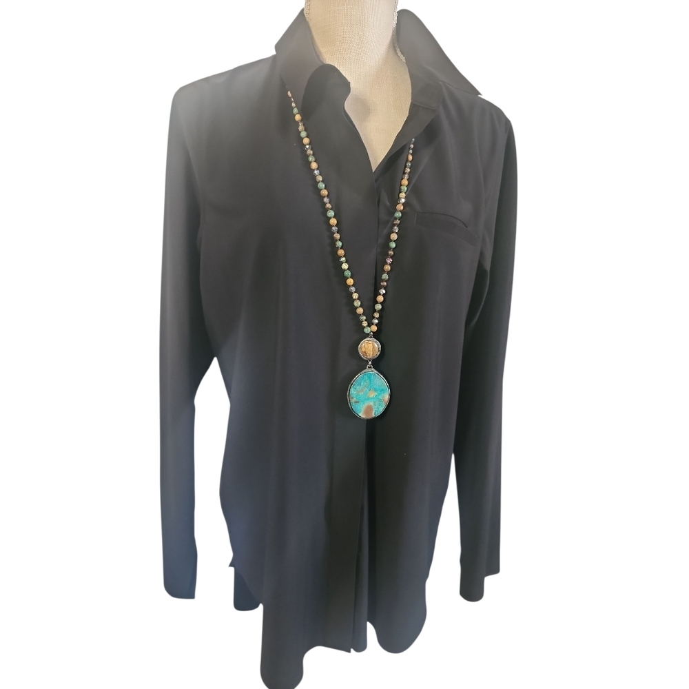 ATHLETA Black Button-Up Shirt Size Medium